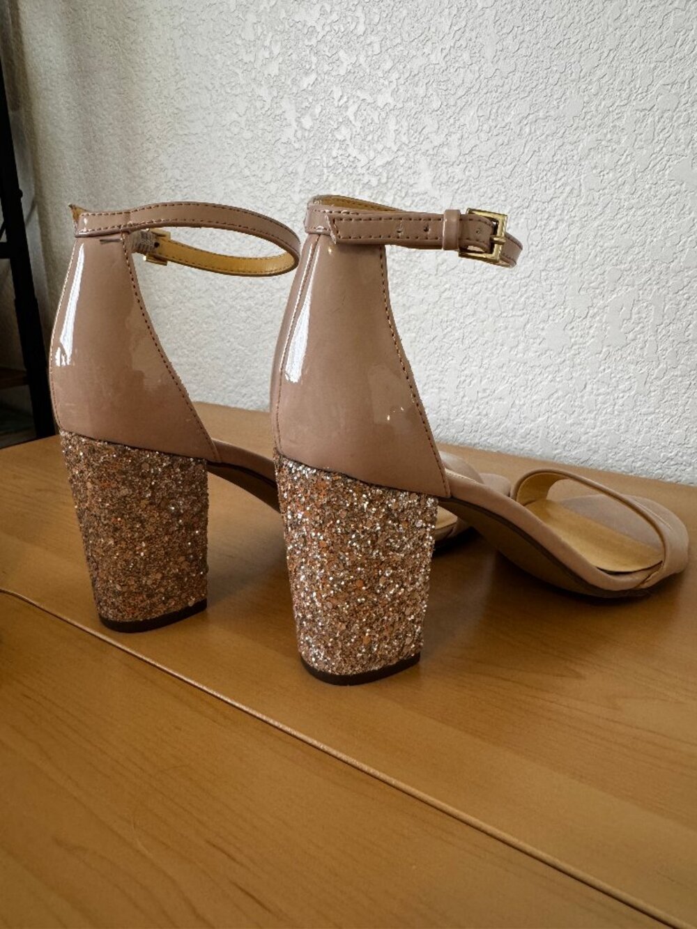 Unisa Women's Sparkle Heel Prom Chunky Heel in Nude 8.5 - Picture 4 of 4